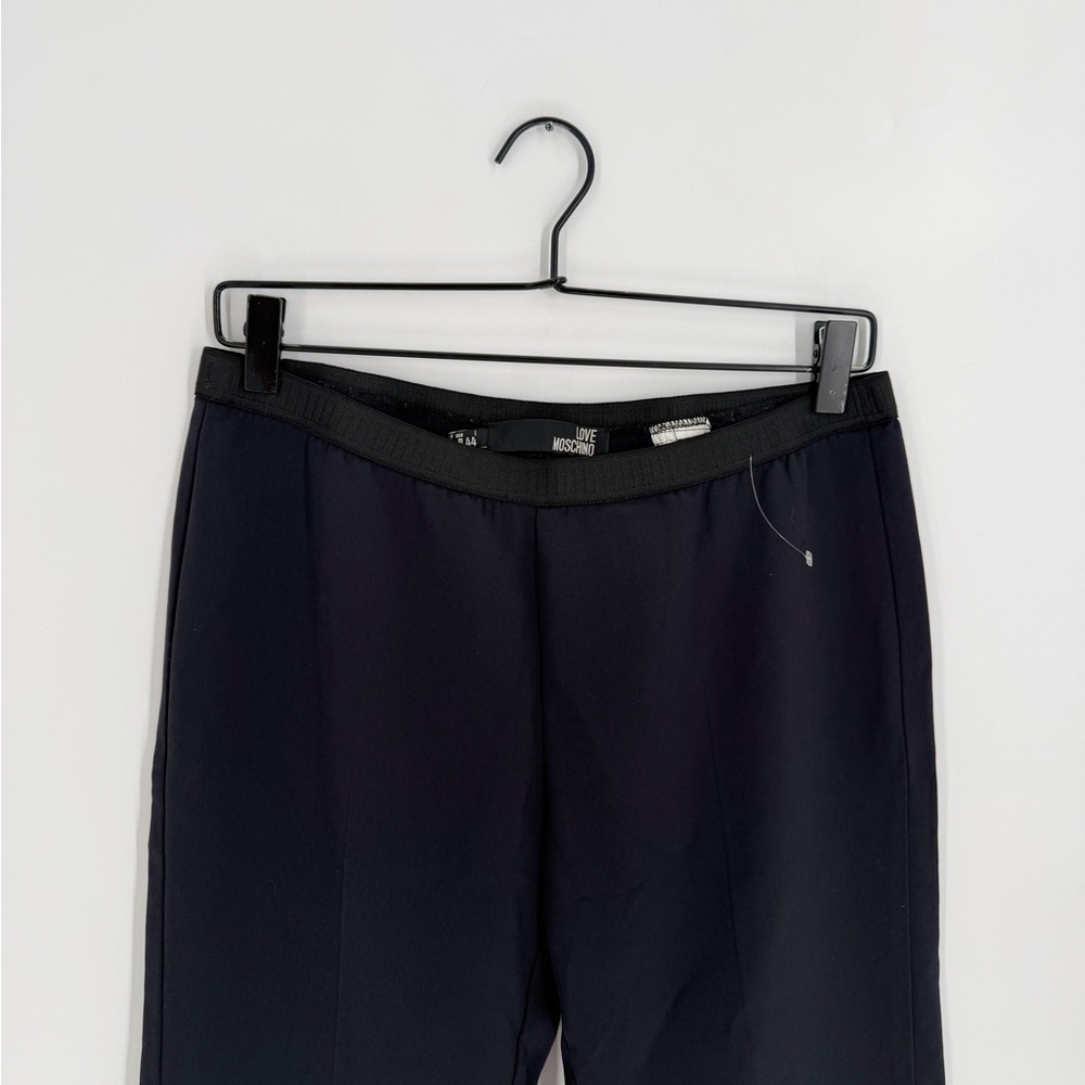 Love Moschino Black Pull On Seamed Straight Leg Low Mid Rise Pant Trousers